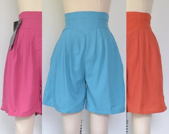 Vintage 1980s || 'I Want My' || Deadstock High-Waisted Shorts with Choice of Three Bright Colors || Small-Medium