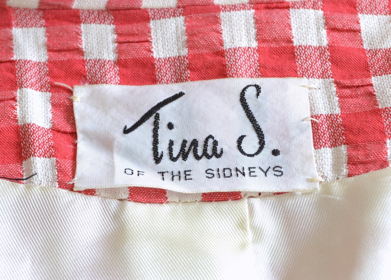 Vintage 1960s-70s || /'Al Fresco/' || Red-and-White Check Seersucker Skirt Suit || by Tina S Medium 8 of the Sidneys || Sz