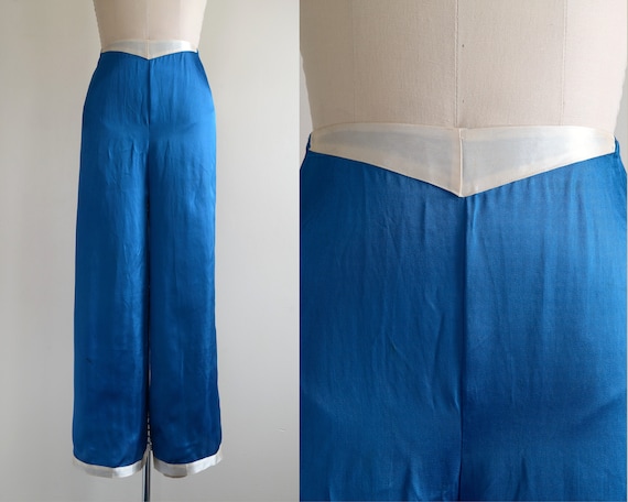 Vintage 1930s || 'Cobalt' || Royal Blue Satin Beac