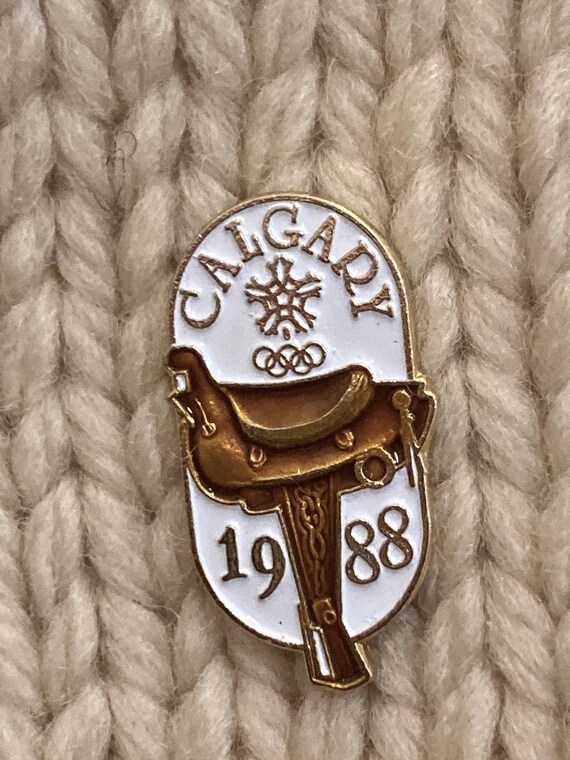Vintage 1988 Calgary Olympics English Saddle Enamel P… Gem