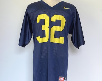 Vtg 90's Nike Blue Sewn Michigan Wolverines NCAA Jersey Warmup