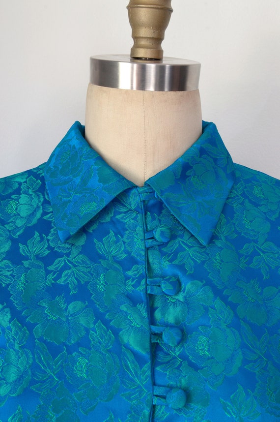 Vintage 1960s || 'Poppies' || Electric Blue Shirt… - image 6