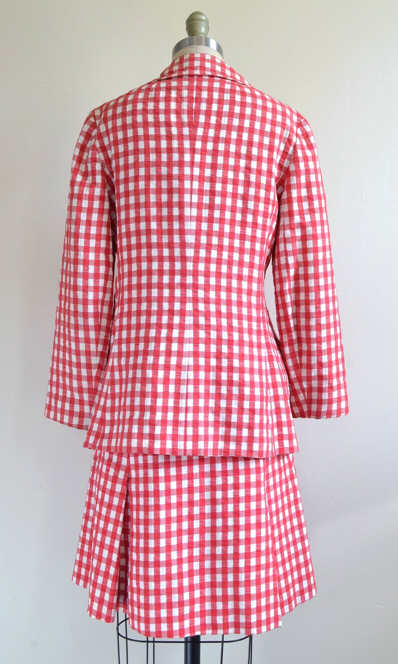 Vintage 1960s-70s || /'Al Fresco/' || Red-and-White Check Seersucker Skirt Suit || by Tina S Medium 8 of the Sidneys || Sz