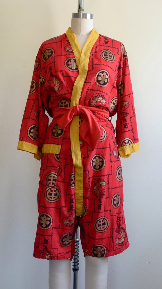 Vintage 1960s || 'Dojo' || Red and Gold Playsuit/… - image 8