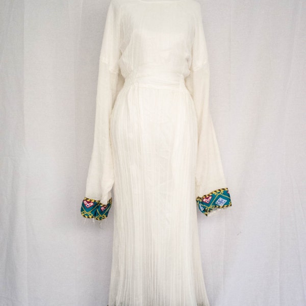 Vintage 1970's 'Frida' Gauzy Boho Mexican Inspired Dress Size M /L