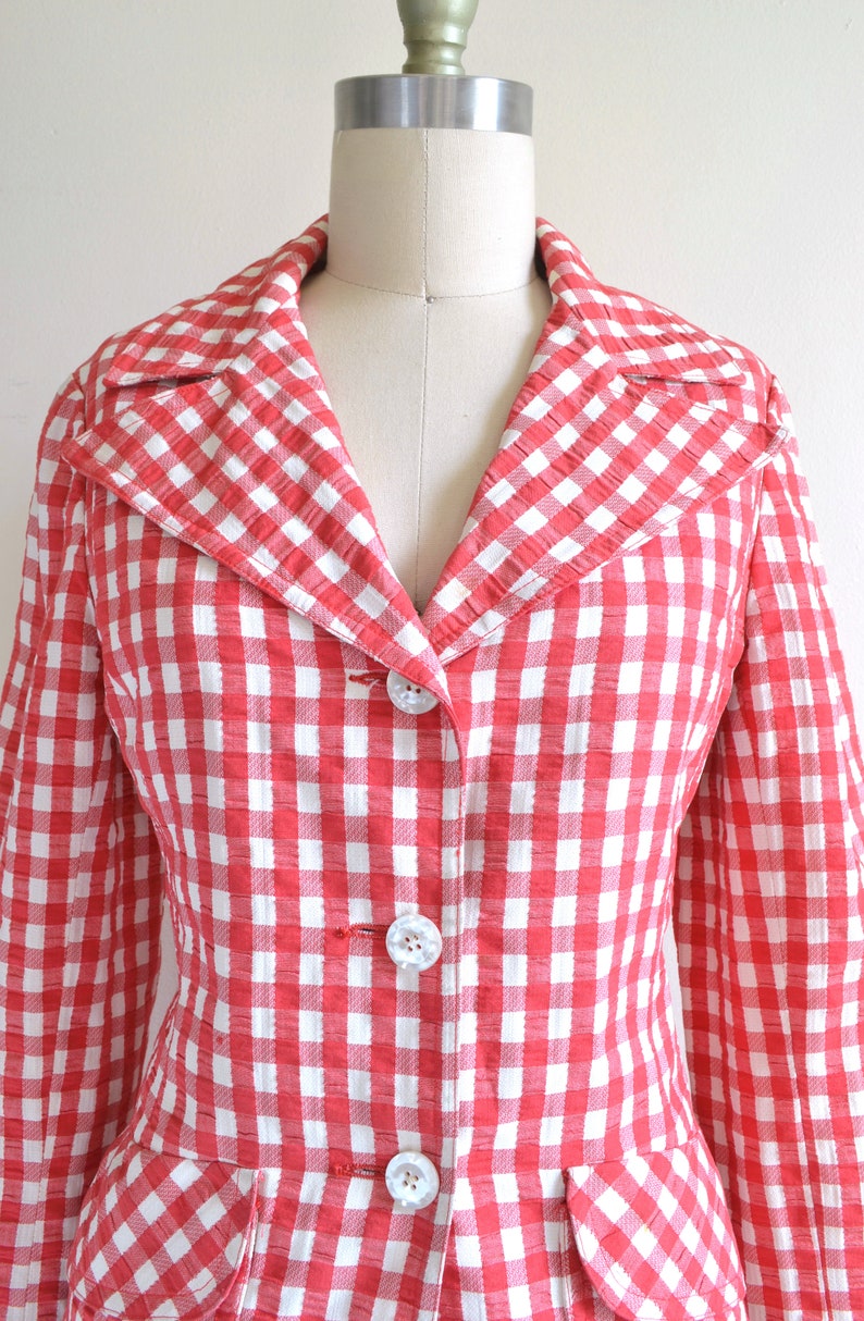 Vintage 1960s-70s || /'Al Fresco/' || Red-and-White Check Seersucker Skirt Suit || by Tina S Medium 8 of the Sidneys || Sz
