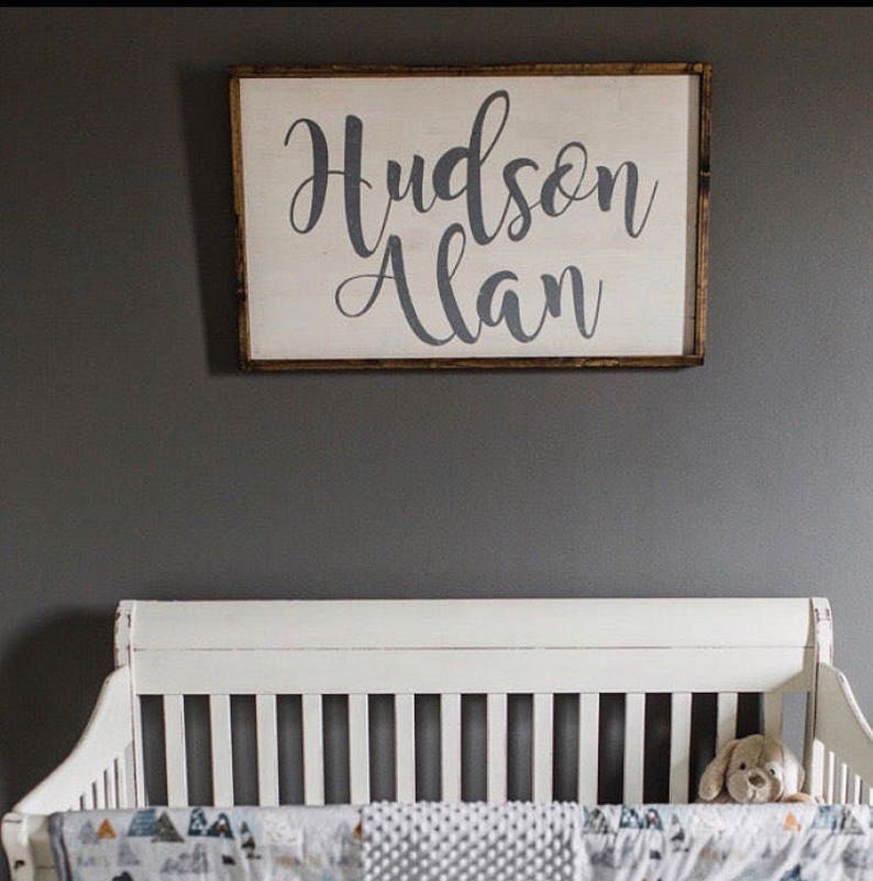 Modern Farmhouse Large Nursery Baby Name Personalized Rustic - Etsy