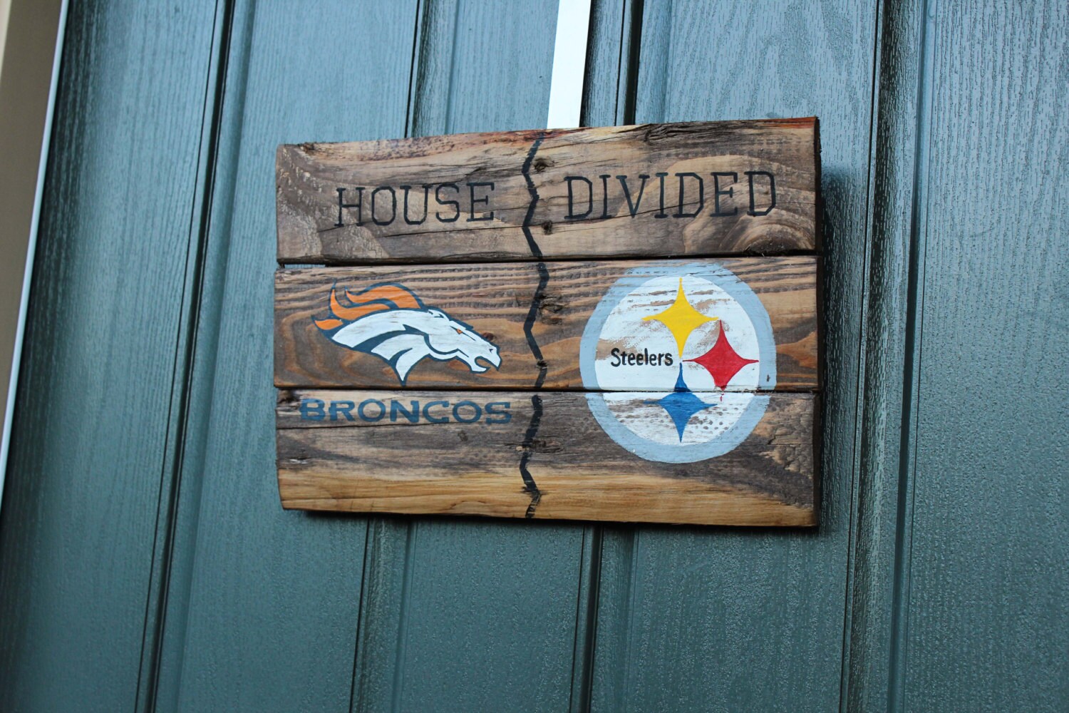 Rustic House Divided Hand Painted Reclaimed Pallet Wood Sign Etsy