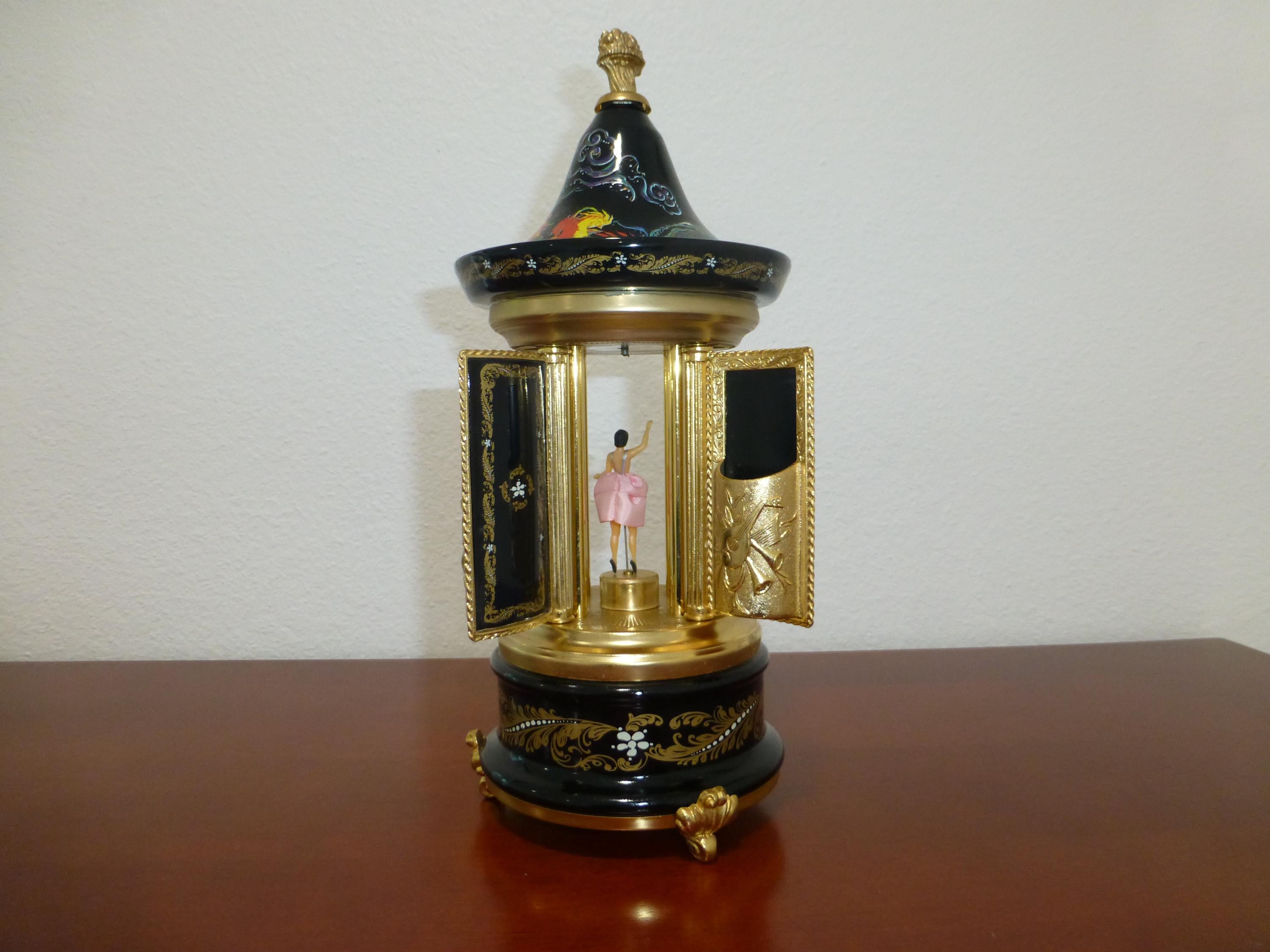 Vintage Swiss Reuge Dancing Ballerina Music Box Carousel Lipstick