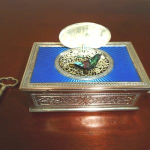 Antique French Sterling Silver Guilloche Enamel Singing Bird Box Automaton