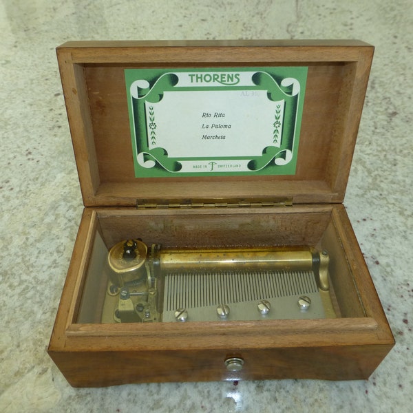 Vintage Swiss Thorens Pre Reuge Music Box 50 Key 3 Song   ( Watch The Video )