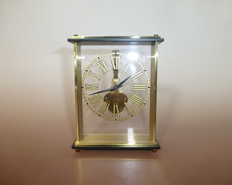 Rare Vintage German made skeleton 8 day Skeleton Baguette Type movement clock fully serviced ( Watch The Video)