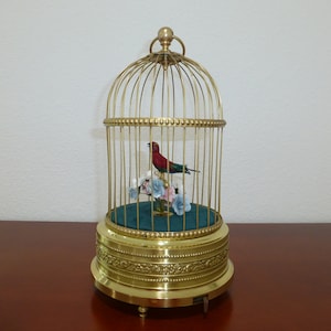 Top Quality Vintage Made German singing bird cage music box automaton fully restored and serviced works perfectly