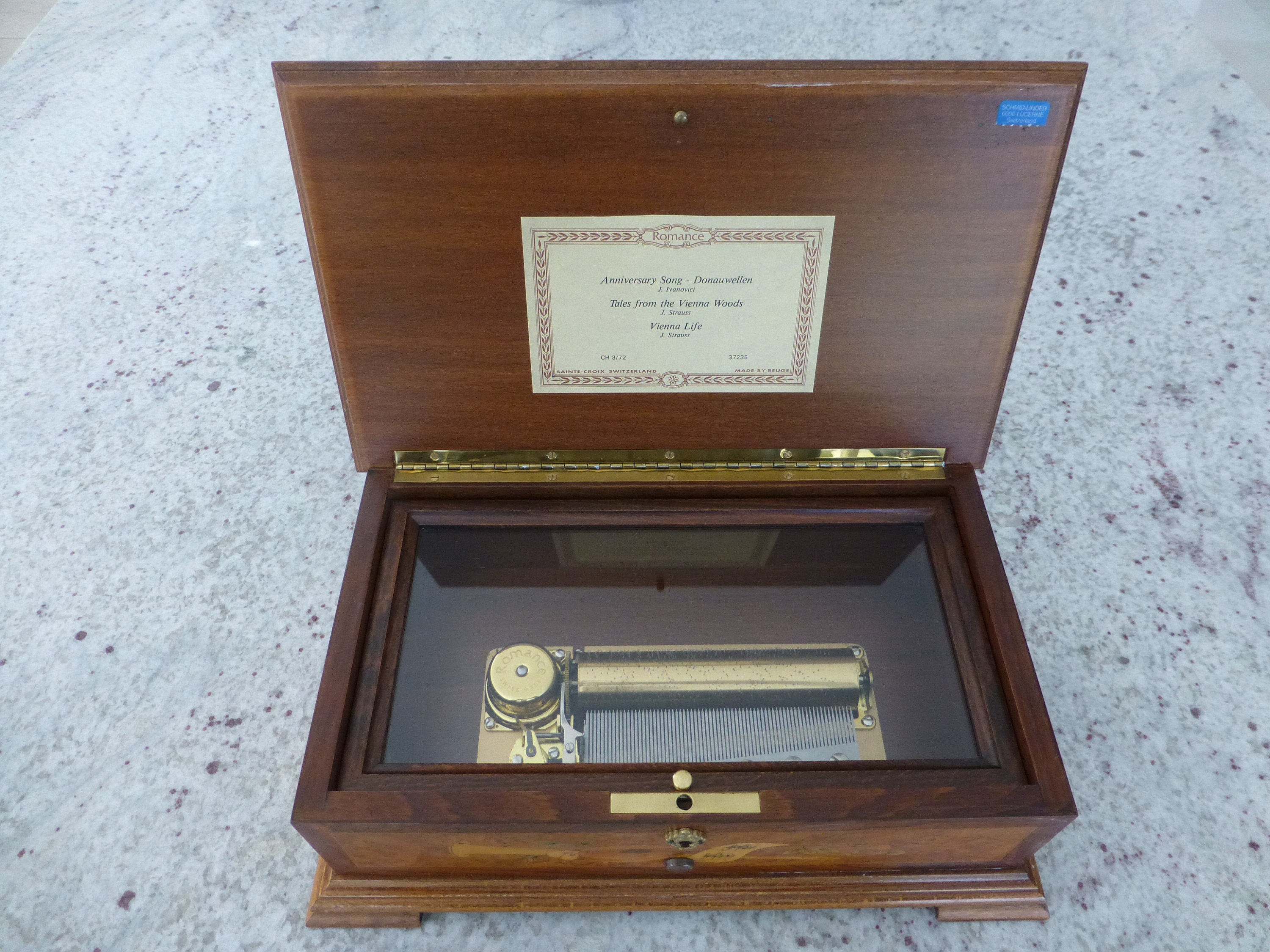 Vintage Swiss Reuge Romance Music Box 72 Key Play Vintage Swiss Reuge Romance Music Box 72 Key Play