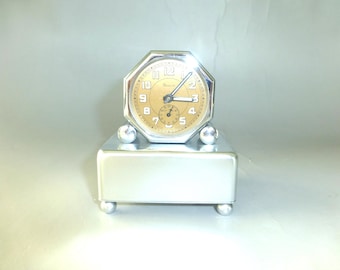 Antique Swiss Musical Alarm Clock Reuge Music Box Play 2 Song Beautifully ( WATCH THE VIDEO )