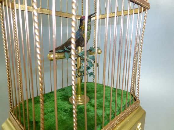 Boîte à Musique Cage Oiseau Rare Automate Français Antique Chant Personnalisé Ton Oiseau