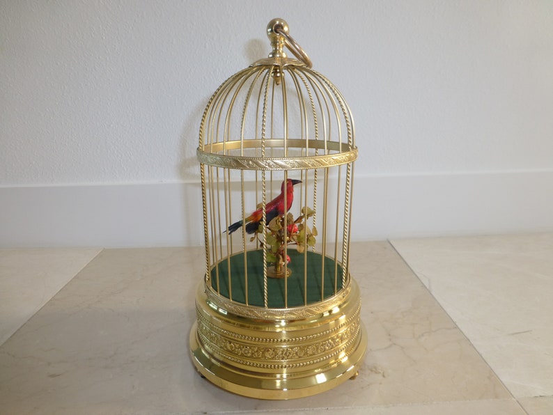 Top Quality Vintage Made German Singing Bird Cage Music Box Automaton