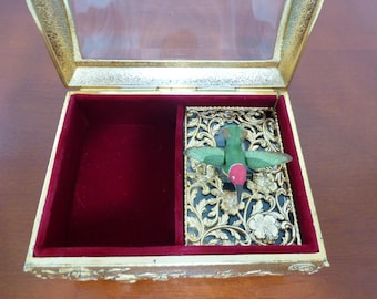 Vintage Hummingbird Automaton Musical Jewelry Box – Animated Wings 1970s