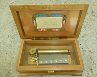 Vintage Swiss Reuge Music Box – Hand-painted Chalet Scene