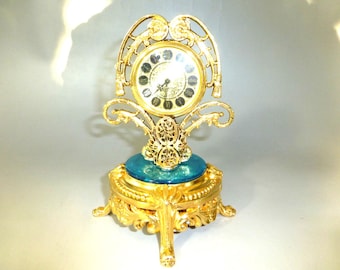 Rare Vintage German Gold Gilt Ormolu Ornate Mantel Alarm Clock (Watch The Video)