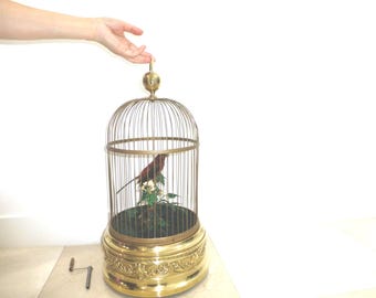 ヴィンテージの日本製歌う鳥籠オートマタ：修復された金鍍金 - Etsy 日本