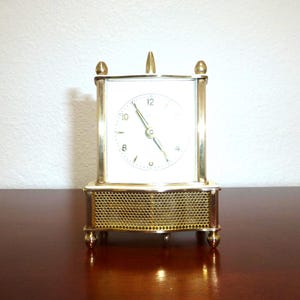 Vintage German Brass Musical Alarm Clock With Swiss Reuge Music Box