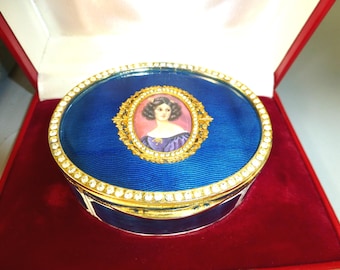 Vintage 80s Swiss Reuge Guilloche Enamel Musical Jewelry Box (Watch The Video)