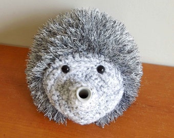 Silver Grey Hedgehog Teapot Cover, Handmade Thick Tea Cozy Gift for Woodland Kitchen Lovers, Great Britain