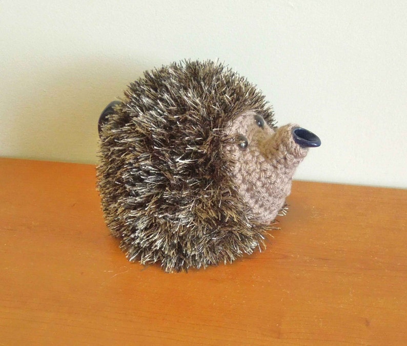 Small Handmade fluffy hedgehog tea cosy, fits 2 cup pot, 450ml. kitchen, animal, housewarming, knitted, tea cosy decor, small teacozy image 2