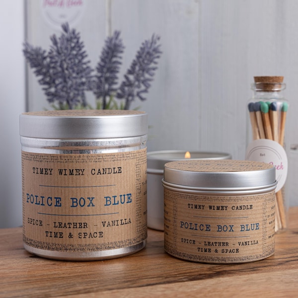 POLICE BOX Blue Candle | Timey Wimey Candle Soy | Doctor Who Candle | Fandom Candle | Tardis | Dr Who