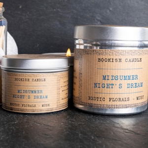 MIDSUMMER NIGHT&#39;S Dream Candle | Bookish Candle | Shakespeare | Bookish Gifts | Shakespeare Gifts | Book Scented Candle