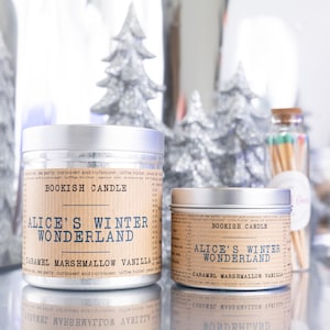 ALICE&#39;S WINTER WONDERLAND Bookish Candle | Christmas Candles | Book Lover Gift | Secret Santa | Alice In Wonderland