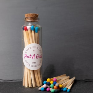 RAINBOW COLOURED MATCHES Refill Glass Bottle with Striker Extra Long Multicoloured Matches Safety Matches Coloured Match Jar image 3