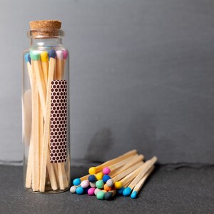 RAINBOW COLOURED MATCHES Refill Glass Bottle with Striker Extra Long Multicoloured Matches Safety Matches Coloured Match Jar image 6