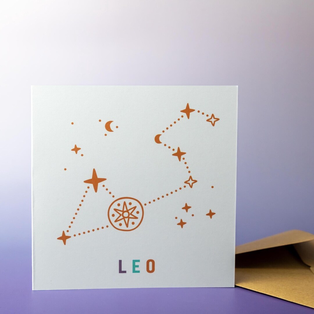 LEO STAR SIGN Print Card • Constellation Zodiac Birthday Gift ...