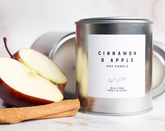 CINNAMON APPLE Soy Candle | Vegan Hand Poured Small Batch Fragrance | 2 Sizes | Made In Scotland Pret A Geek