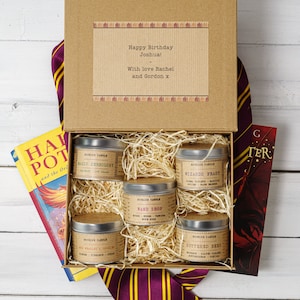 WITCHCRAFT & WIZARDRY Candle Box - 5 x 125ml - Book Box - Book Lover Gift - Candle Gift - Literary Gifts - Personalise