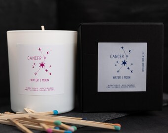 CANCER CANDLE Gift Boxed | Soy Lux Cancer Gift | Zodiac Candle | constellation | personalised Cancer gift | personalised star sign candle