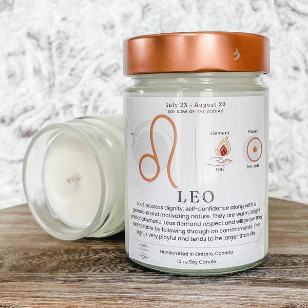 Leo Zodiac Candle Star Sign Candle Etsy