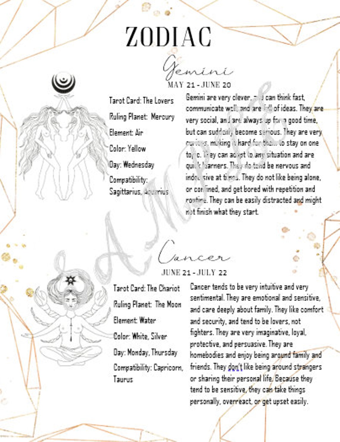 Book of Shadows Zodiac Signs and Constellations Full Package Etsy Canada