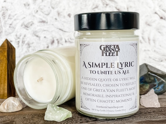 Hidden Message Soy Candle, Greta Van Fleet Gift, Hidden Gem, Mystery Crystal Candle, 10 oz Candle Jar, GVF Home Fragrance