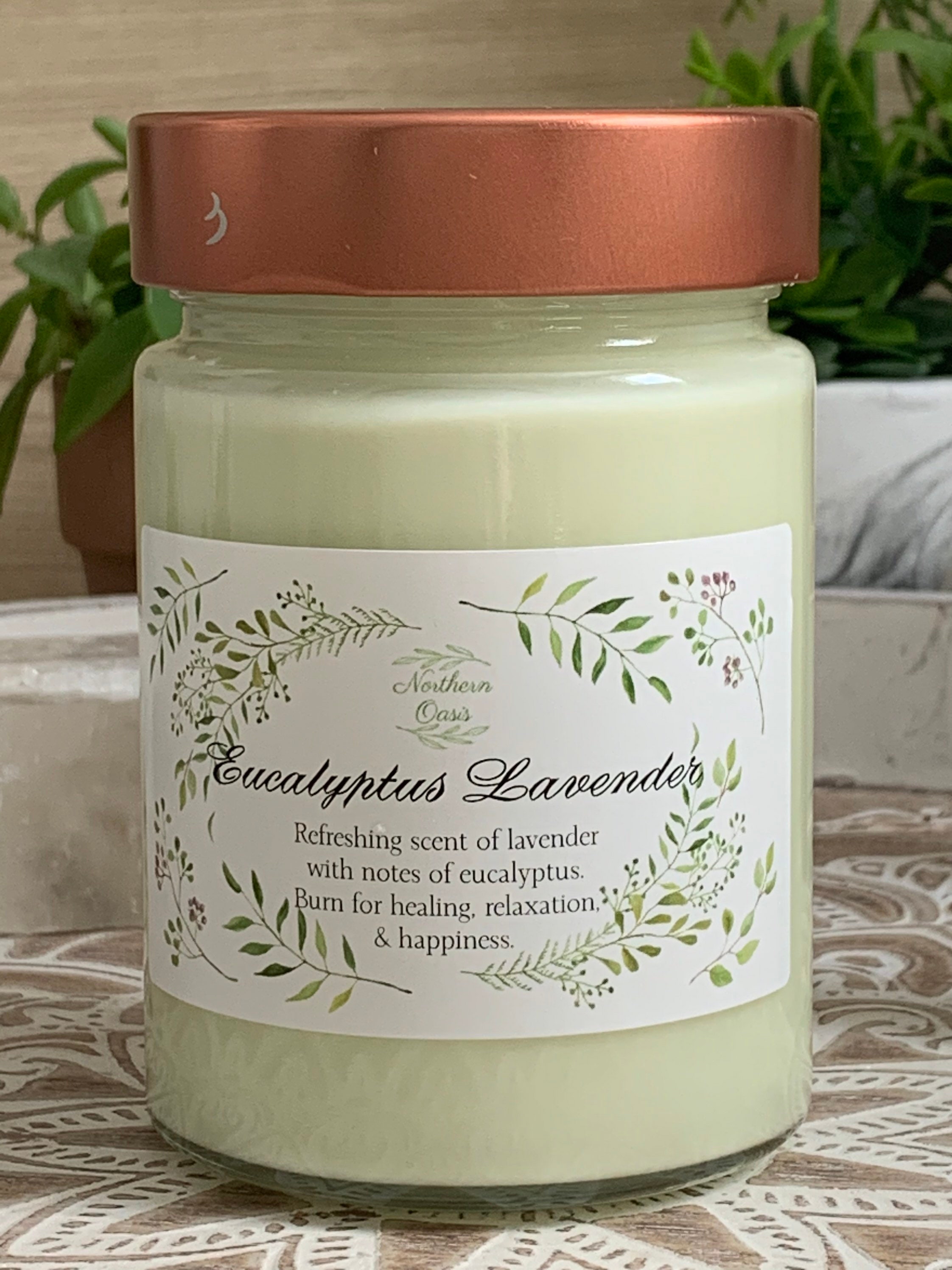 Eucalyptus Lavender Hidden Crystal Soy Candle, Mystery Crystal Vegan