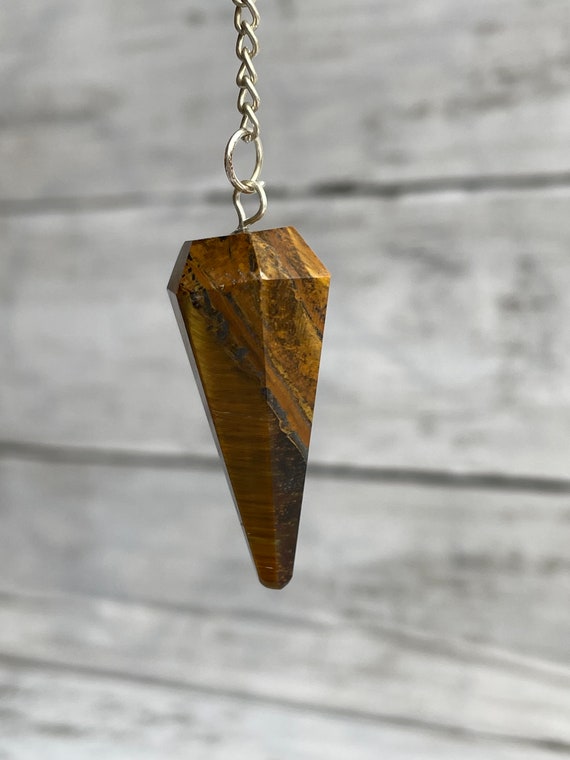 Tiger's Eye Pendulum, Faceted Gemstone, Faceted Crystal, Manifestation Crystal, Divination tools, Pendulum Crystal, Spiritual Gift