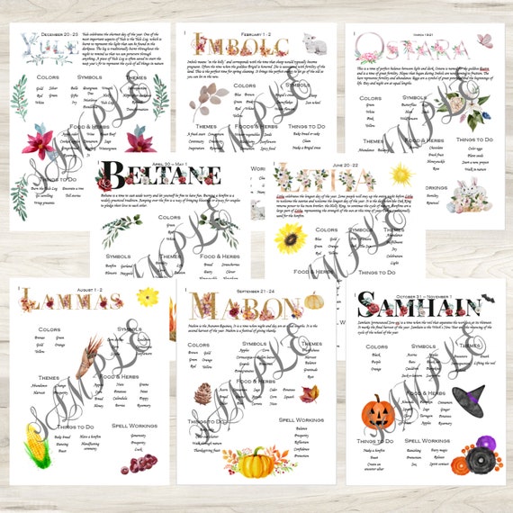 Book of Shadows Eight Sabbats Package Printable PDF Download