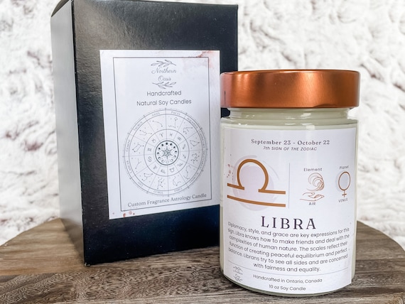Astrology Candle, Custom Candle Scent, Libra Candle, Libra Gift, Zodiac Candle, Horoscope Candle, Star Sign Gift, Birthday Gift Candle