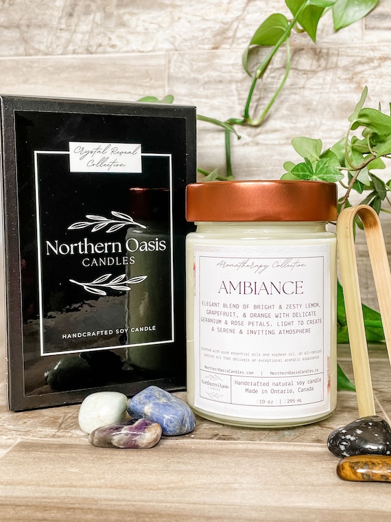 Ambiance Mystery Crystal, Aromatherapy Soy Candle, Self Care Candle, Spa Candle, Essential Oil Candle, Mindfulness Gift, Self Care Spa Gift