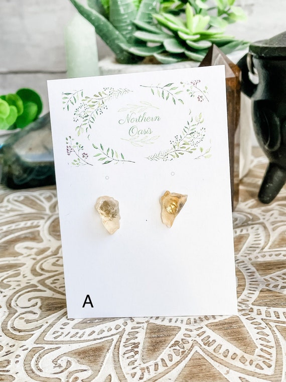 Citrine Earrings, Stud Earrings, Crystal Gemstone Earrings, Witchy Jewelry, Witchy Earrings, Crystals for Abundance