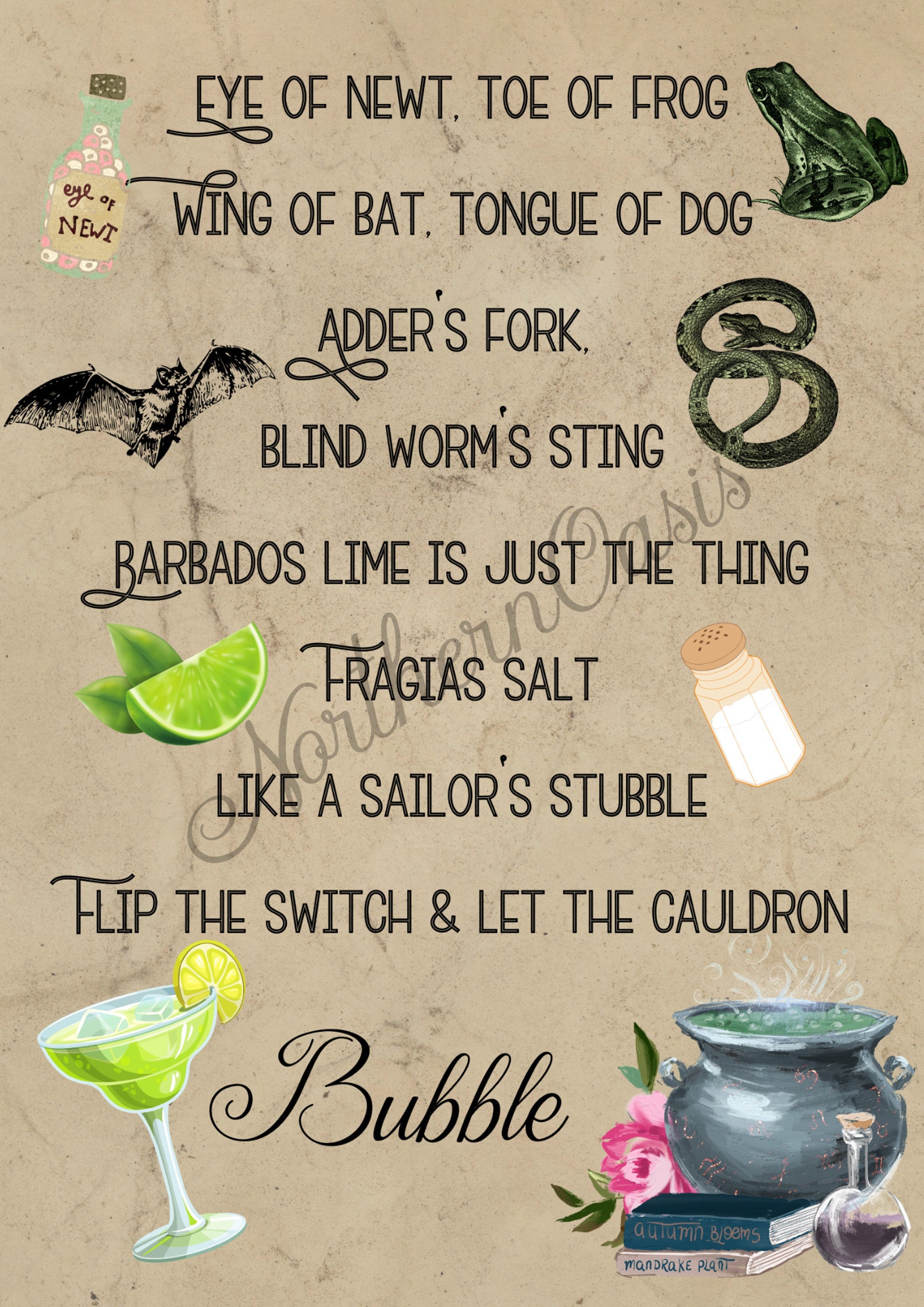 Midnight Margaritas Recipe Practical Magic Poster Digital Etsy