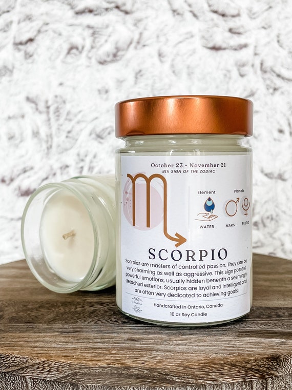 Astrology Candle, Custom Candle Scent, Scorpio Candle, Natural Soy, Zodiac Candle, Horoscope Candle, Star Sign Gift, Birthday Gift Candle