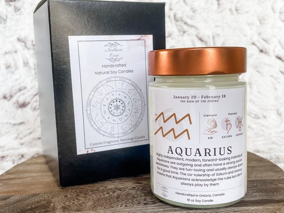Astrology Candle, Custom Candle Scent, Aquarius Candle, Aquarius Gift, Zodiac Candle, Horoscope Candle, Star Sign Gift, Birthday Gift Candle